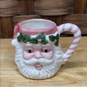 Vintage Santa Claus Holiday Mug with Pink Accents